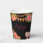 Rosa florales Fiesta Brautparty Pappbecher (Vorderseite)