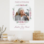 Rosa florales Foto Erinnerung Hochzeit Liebe Poster (Küche)