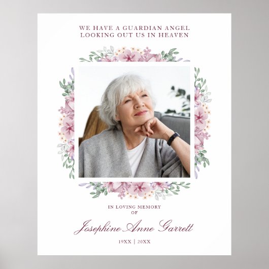 Rosa florales Foto Erinnerung Hochzeit Liebe Poster (Vorne)