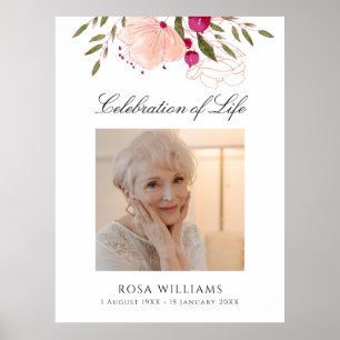 Rosa florales Foto Lebensfeier Gedenktafel Poster