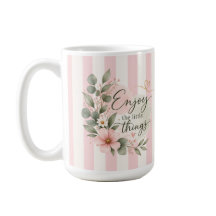 Rosa Florales „Genießen Sie die kleinen Dinge“ Tas