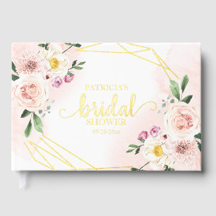 Rosa Florales Gold Geometrische Brautparty Gästebuch