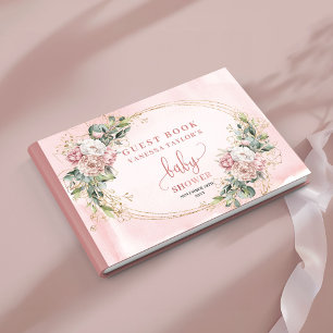Rosa Florales Grünzeug Babyparty-Anmeldetafel Gästebuch