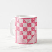 Rosa, florales Herz-Quilt-Look Kaffeetasse (Vorderseite Links)