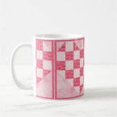Rosa, florales Herz-Quilt-Look Kaffeetasse (Links)