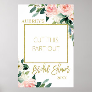 Rosa Florales Hochzeitsdusche Foto Booth Rahmen Poster