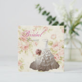 Rosa florales Hochzeitskleid Brautparty Tee Party Einladung (Stehend Vorderseite)