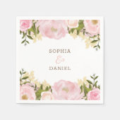 Rosa florales Hochzeitssemble Brautparty Napkins Serviette (Vorderseite)