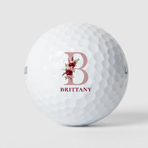 Rosa Florales Initial B Monogramm Golfball