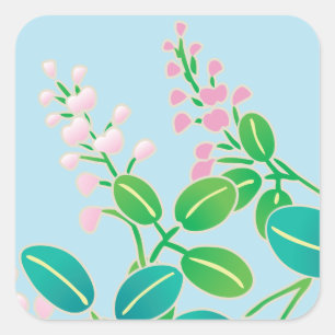 Rosa florales japanisches Kimono-Muster Quadratischer Aufkleber