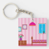 Rosa florales Kinderzimmer Schlafzimmer Schlüsselanhänger (Vorderseite)