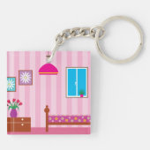 Rosa florales Kinderzimmer Schlafzimmer Schlüsselanhänger (Rückseite)