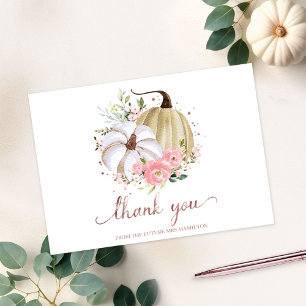 Rosa Florales Kürbis Herbst Brautparty Dankeschön  Einladung