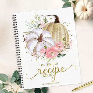 Rosa Florales Kürbis Herbst Brautparty Rezeptbuch Notizblock
