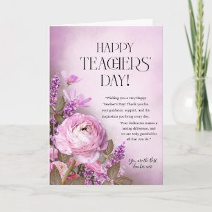 Rosa Florales Lehrertags-Karte Karte