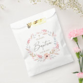 Rosa Florales Mädchen Tauf Rund Geschenktütchen (Versiegelt)