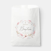 Rosa Florales Mädchen Tauf Rund Geschenktütchen (Vorderseite)