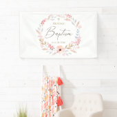 Rosa Florales Mädchen Taufe Banner (Insitu)