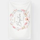 Rosa Florales Mädchen Taufe Banner (Vertikal)