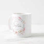 Rosa Florales Mädchen Taufe Kaffeetasse (Vorderseite Links)
