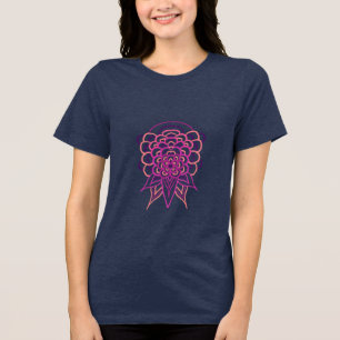 Rosa florales Mandala Damen Navy Blau T-Shirt Ae Tri-Blend Shirt