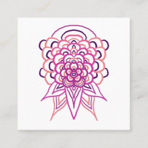 Rosa florales Mandala Quadrat Geschäftskarte   Boh Quadratische Visitenkarte