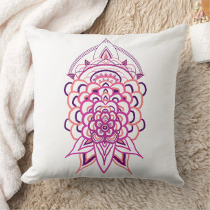 Rosa florales Mandala-Quadrat-Wurfkissen   Ästheti Kissen