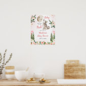 Rosa Florales Mond Wald Wolf Willkommensschild Poster (Küche)