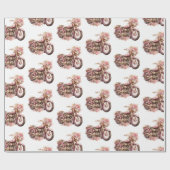 Rosa florales Motorrad-Geburtstag Geschenkpapier (Flach)