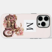 Rosa florales Motorrad-Monogramm Case-Mate iPhone Hülle (Rückseite (Horizontal))