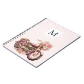 Rosa florales Motorrad-Monogramm Notizblock (Linke Seite)
