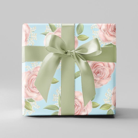 Rosa florales Muster Chic Elegante Geschenkpapier Set
