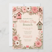 Rosa Florales Muttertags-Brunch Einladung (Vorderseite)