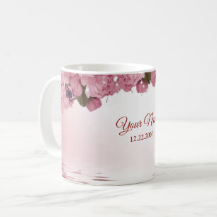 Rosa florales Natur Schmetterling Outdoor Hochzeit Kaffeetasse