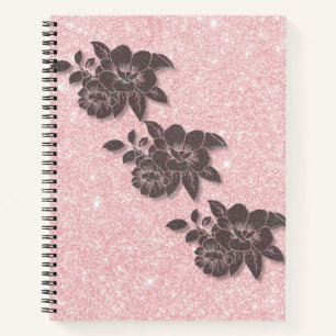Rosa florales Notebook - Spiralband Notizblock