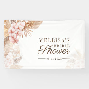 Rosa florales Pampas Gras Boho Brautparty Banner