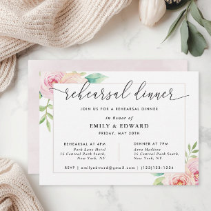 Rosa Florales Probedinner Einladung