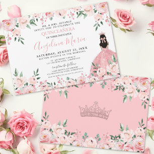 Rosa Florales Quinceanera Einladung
