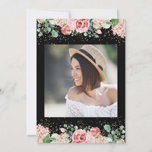 Rosa florales RN-Foto zur Krankenpflege Einladung (Rückseite)