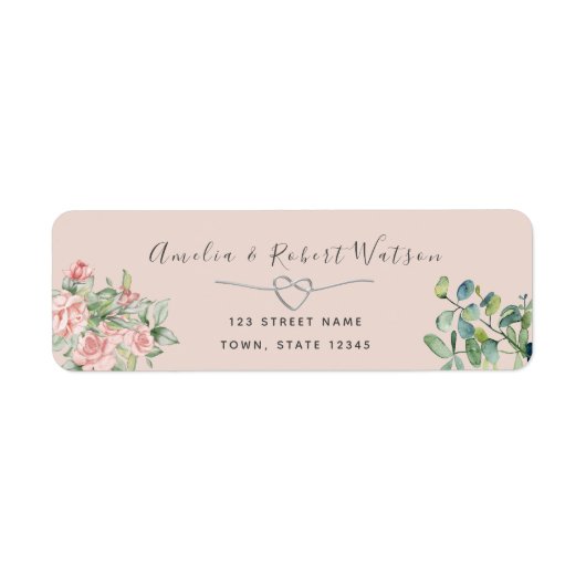 Rosa Florales Rücksiegel-Label (Vorne)