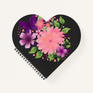 Rosa florales Schmetterlings-Aquarell-Design Notizblock