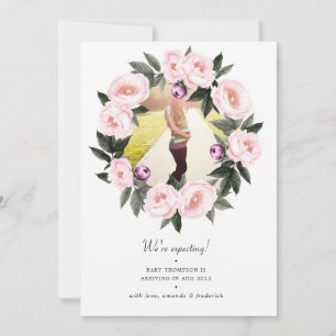 Rosa Florales Schwangerschaftsfoto Ankündigung