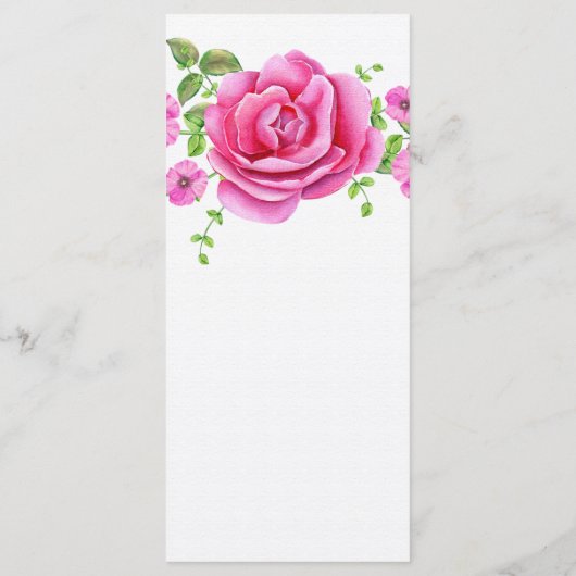 Rosa florales Shabby Chic Menükarte (Rückseite)