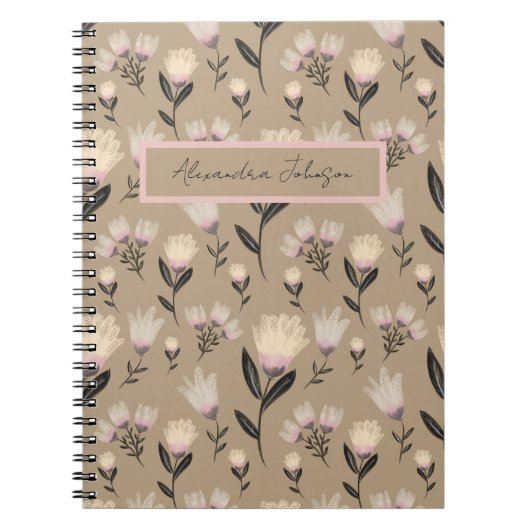 Rosa Florales Tagebuch | Moderne Botanik  (Vorderseite)