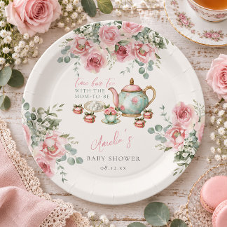 Rosa Florales Tees mit der werdenden Mutter Baby S Pappteller