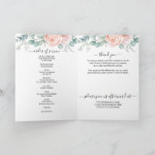 Rosa florales Trauerprogramm Karte (Innenseite)