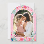 Rosa florales tropisches Flamingo Navy Brautparty Einladung (Rückseite)