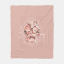 Rosa florales vintage personalisiertes Monogramm N Fleecedecke