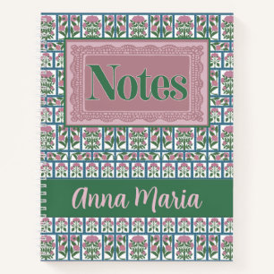 Rosa florales Volkskunst-Quiltmuster Notizblock