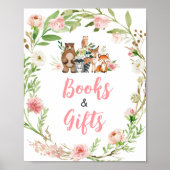 Rosa Florales Wald Bücher und Geschenke Schild (Vorne)